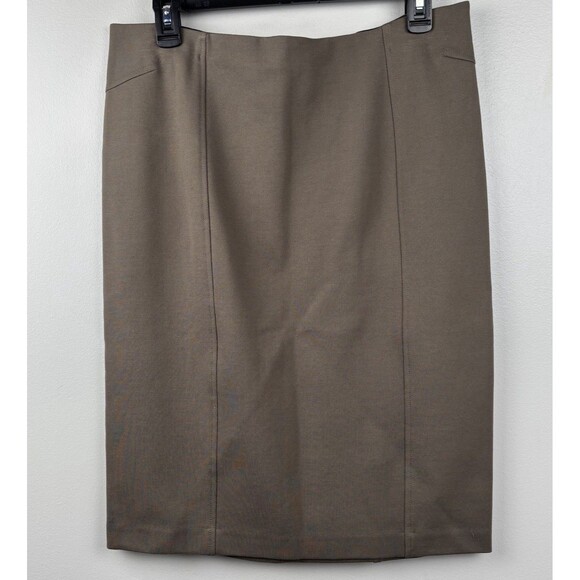 Premise Womens Large Skirt Olive 24" Length Zipper Knit Stretch Pencil - Picture 1 of 8